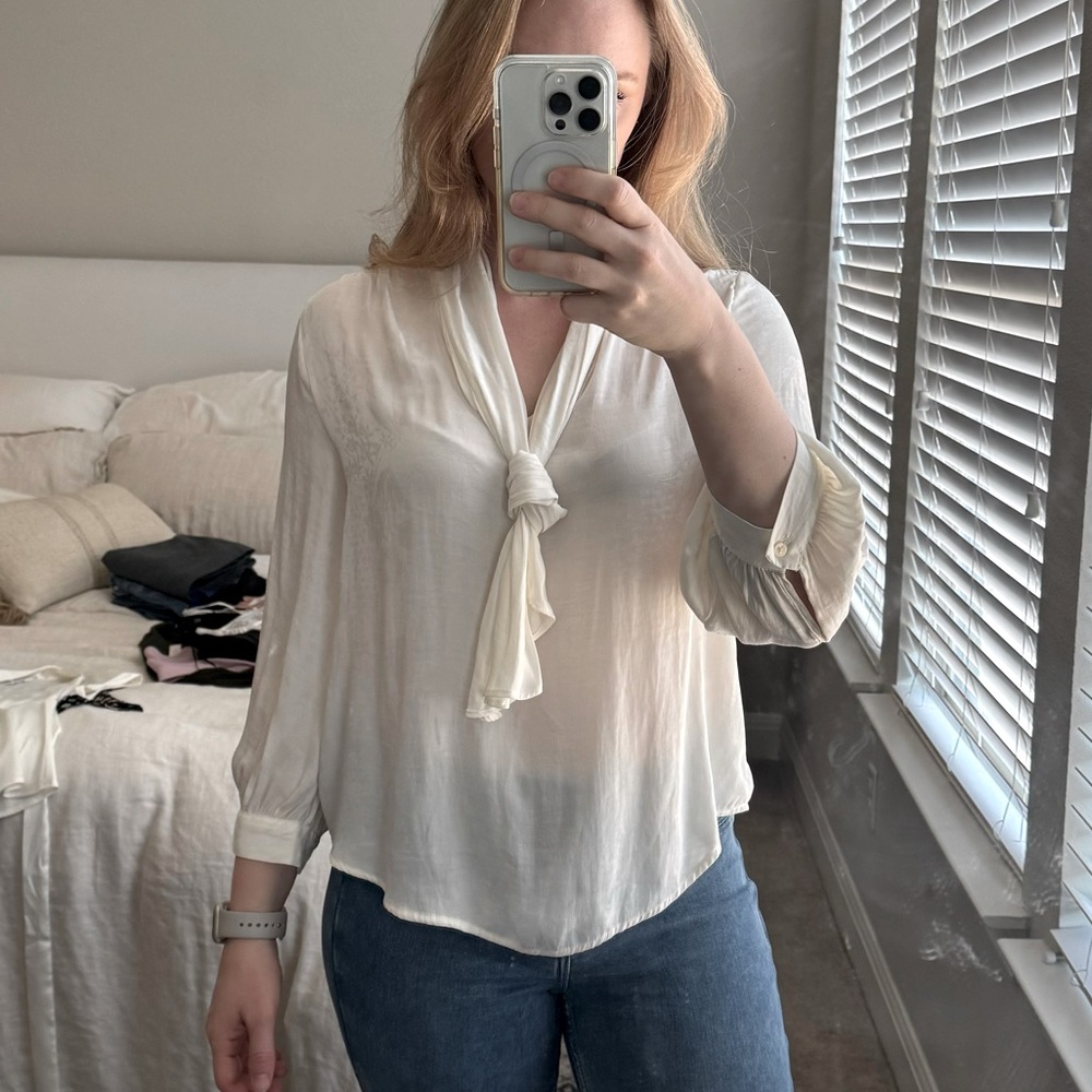 Cream Silky Banana Republic Blouse